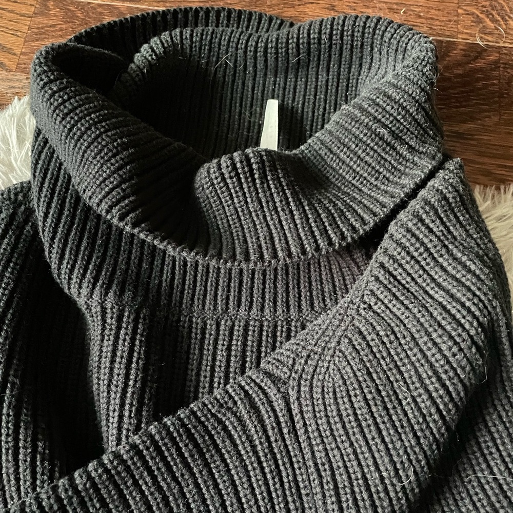Black Ribbed Turtleneck Sweater